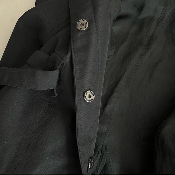 BENETTON Black Jacket Blazer Belted Snap Closure Lined Oversized Collar Size 44 - Picture 6 of 15